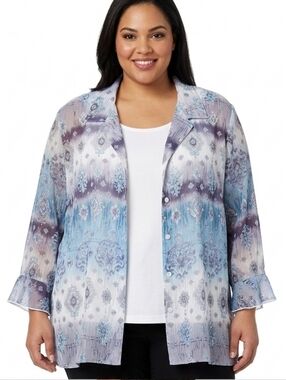 NWT Alfred Dunner 2-Piece Sheer Button-Down & Knit Tank